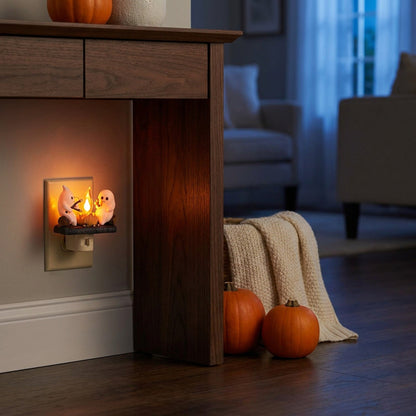 Ghost Campfire Flickering Night Light - Halloween Ghost Bonfire Night Light