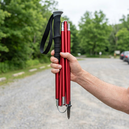 Telescopic Trekking Pole & Walking Stick – Single Adjustable Aluminum Pole, 4-Section T-Handle or 5-Section Folding