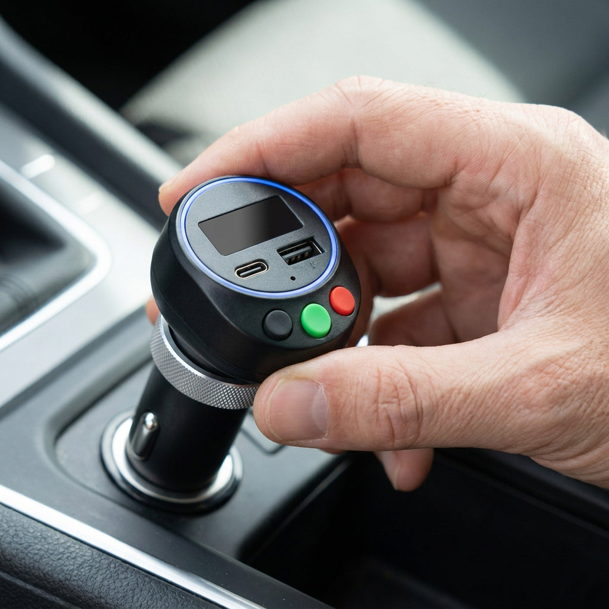 Bluetooth 5.1 FM Transmitter for Cars Without Aux - 12V Car Charger, USB-C PD 20W + USB-A QC3.0 18W