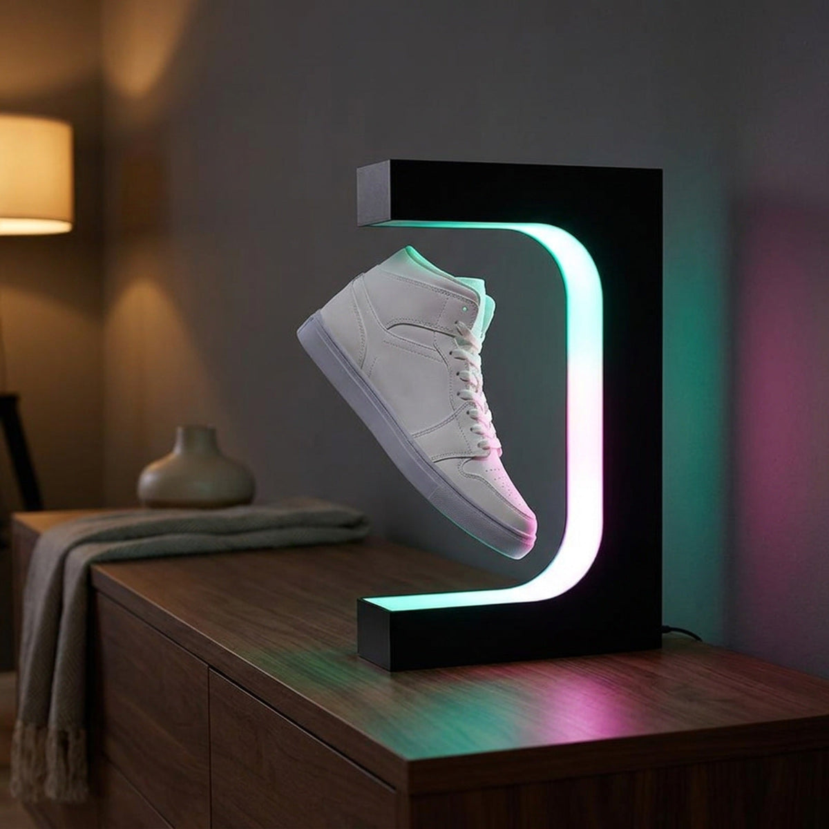 Levitating Shoe Display Stand - Magnetic Levitation Shoe Stand with LED Light