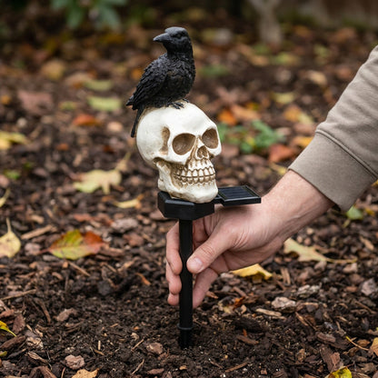 Raven Solar Halloween Pathway Lights - Halloween Decor Outdoor Skeleton Skull Head, Halloween Crows and Ravens Decor