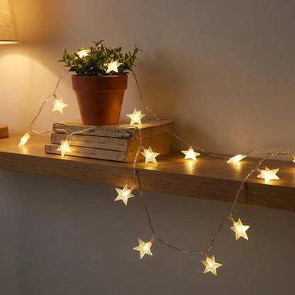 Star LED String Lights - Indoor Fairy Garland for Bedrooms, Weddings, Parties & Christmas