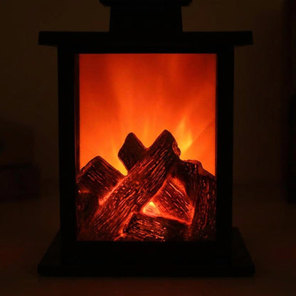 Retro Fireplace Lantern – Flickering Flame Night Light for Christmas Charm, USB/Battery-Powered Holiday Décor