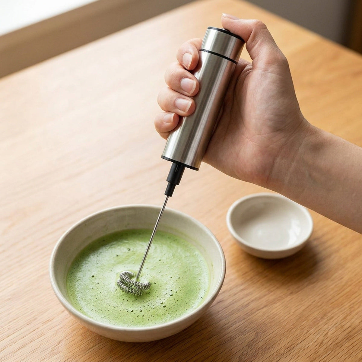 Electric Stainless Frother - Handheld Electric Mixer Foam Whisk Maker for Milk and Coffee