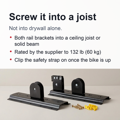 Ceiling-Mounted Bike Hoist – Heavy-Duty Pulley System for Garage Storage & Easy Lifting