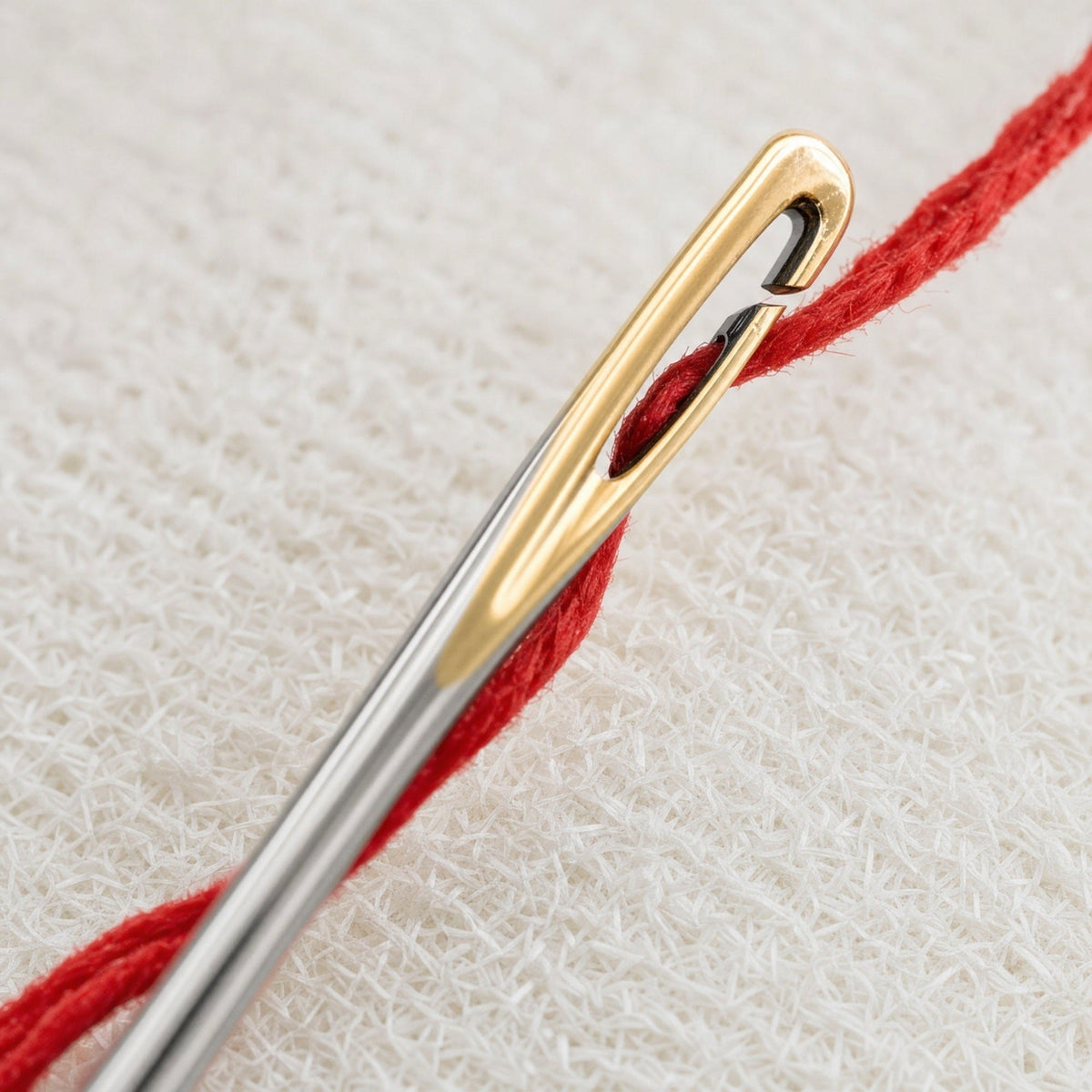 Self-Threading Needles - 12 Slit-Eye Hand Sewing Needles, Gold-Eye or Silver, Optional Wooden Case