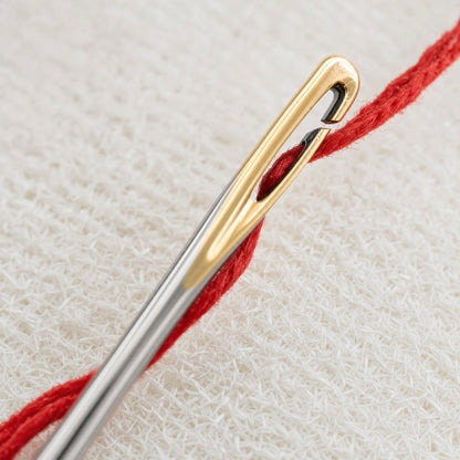 Self-Threading Needles - 12 Slit-Eye Hand Sewing Needles, Gold-Eye or Silver, Optional Wooden Case