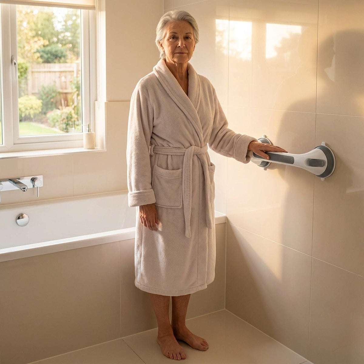 Heavy Duty Suction Shower Grab Bars – 2pcs No-Drill Waterproof Handles for Bathtubs & Showers, Safe Support for Seniors and the Elderly