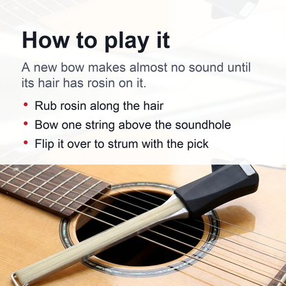 Guitar Bow for Acoustic Guitar – Violin Bow for Guitar with Built-In Pick (Guitar Playing Bow)