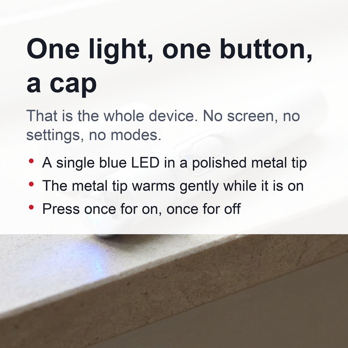 Blue LED Beauty Pen - Slim Handheld Wand with Warming Metal Tip