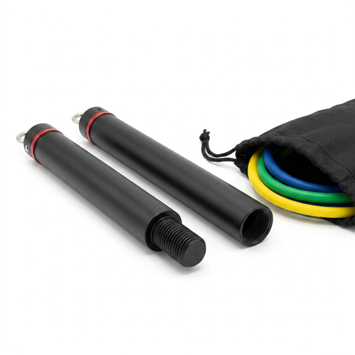 Stackable Resistance Band Bar Set - 5 Clip-On Bands, Two-Piece Bar, Handles, Ankle Straps & Door Anchor