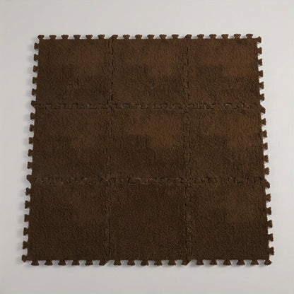 Plush Interlocking Carpet Tiles – 12 Foam Puzzle Mat Squares, 11.8 in, Hand-Washable