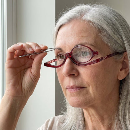 Rotating Makeup Reading Glasses - Magnifying Flip Down Cosmetic Readers for Women