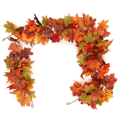 Autumn Maple Leaf Garland – 6.6 ft Artificial Fall Vine for Mantel, Staircase and Thanksgiving Table