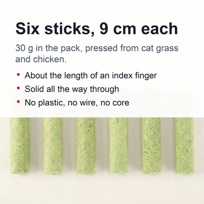 Cat Grass Teething Stick - Professional Natural Cat Grass Sticks Grinding Rod Toy (6 pcs)