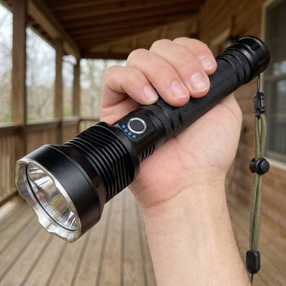 LED Rechargeable Tactical Laser Flashlight - 90000 Lumens High Powered and Waterproof Flash Light