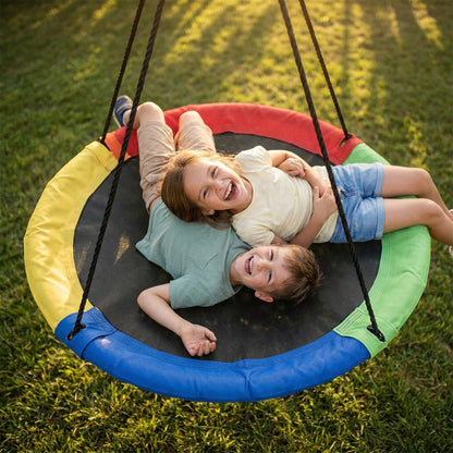43-Inch Saucer Tree Swing for Kids – 360° Rotating Waterproof Nest Hammock Seat, Tree Straps and Swivel Included