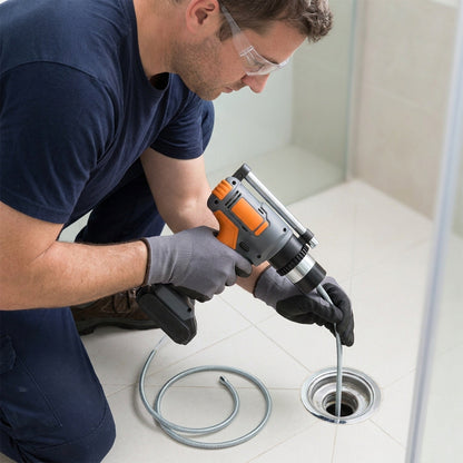 Cordless Drain Auger - 12V Battery Power Drain Snake with 5 ft Steel Cable, for Toilets, Sinks, Tubs and Showers