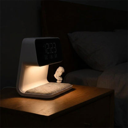 Creative 3-in-1 Bedside Lamp – Wireless Phone Charger & Smart Alarm with LCD Display for a Sleek, All-in-One Nightstand Upgrade
