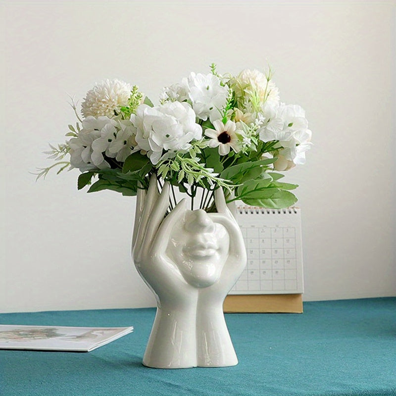 Modern Human Face Art Vase – Decorative Sculpture Planter for Dry Flowers, Table Centerpieces, Wedding, Office and Home Decor