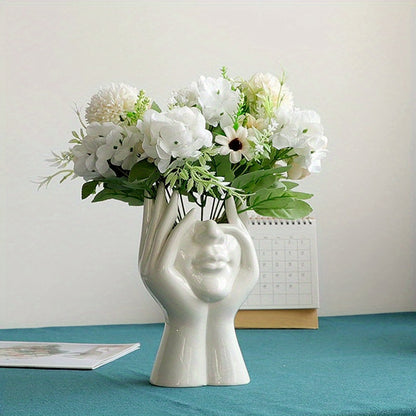 Modern Human Face Art Vase – Decorative Sculpture Planter for Dry Flowers, Table Centerpieces, Wedding, Office and Home Decor