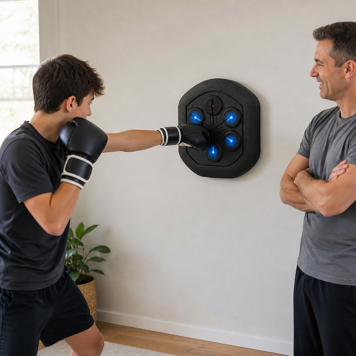 Wall-Mounted Music Boxing Trainer with Light-Up Targets