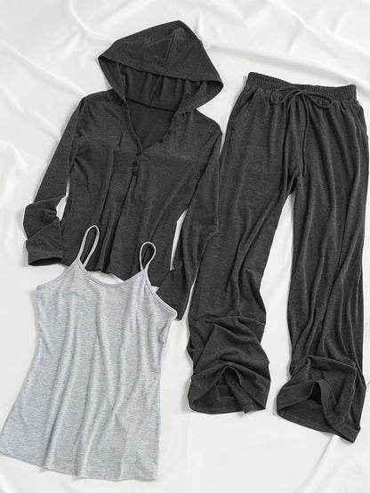 Women’s Hooded Sweatshirt Spring Collection –  Jacket with Wide-Leg Pants Set for Effortless Street Style