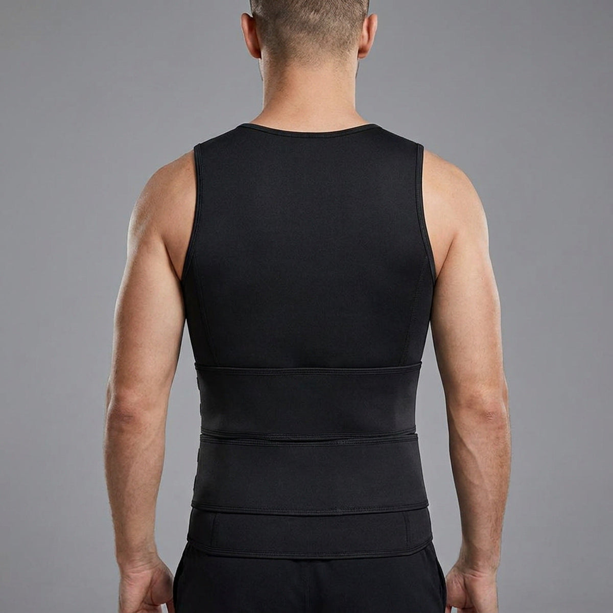 Men's Neoprene Sauna Vest – Zip-Front Heat Training Vest with Dual Adjustable Waist Straps