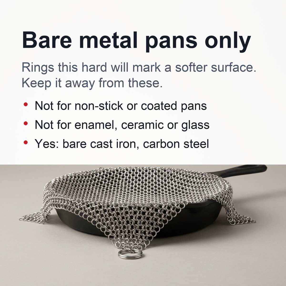 Chainmail Scrubber for Cast Iron and Carbon Steel Pans