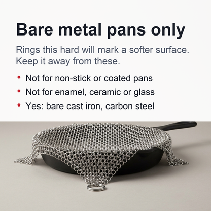 Chainmail Scrubber for Cast Iron and Carbon Steel Pans