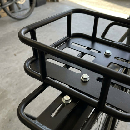 Heavy-Duty Rear Bike Basket with Rack – Large Metal Bicycle Carrier for Groceries, Commutes, and Electric Bike Storage