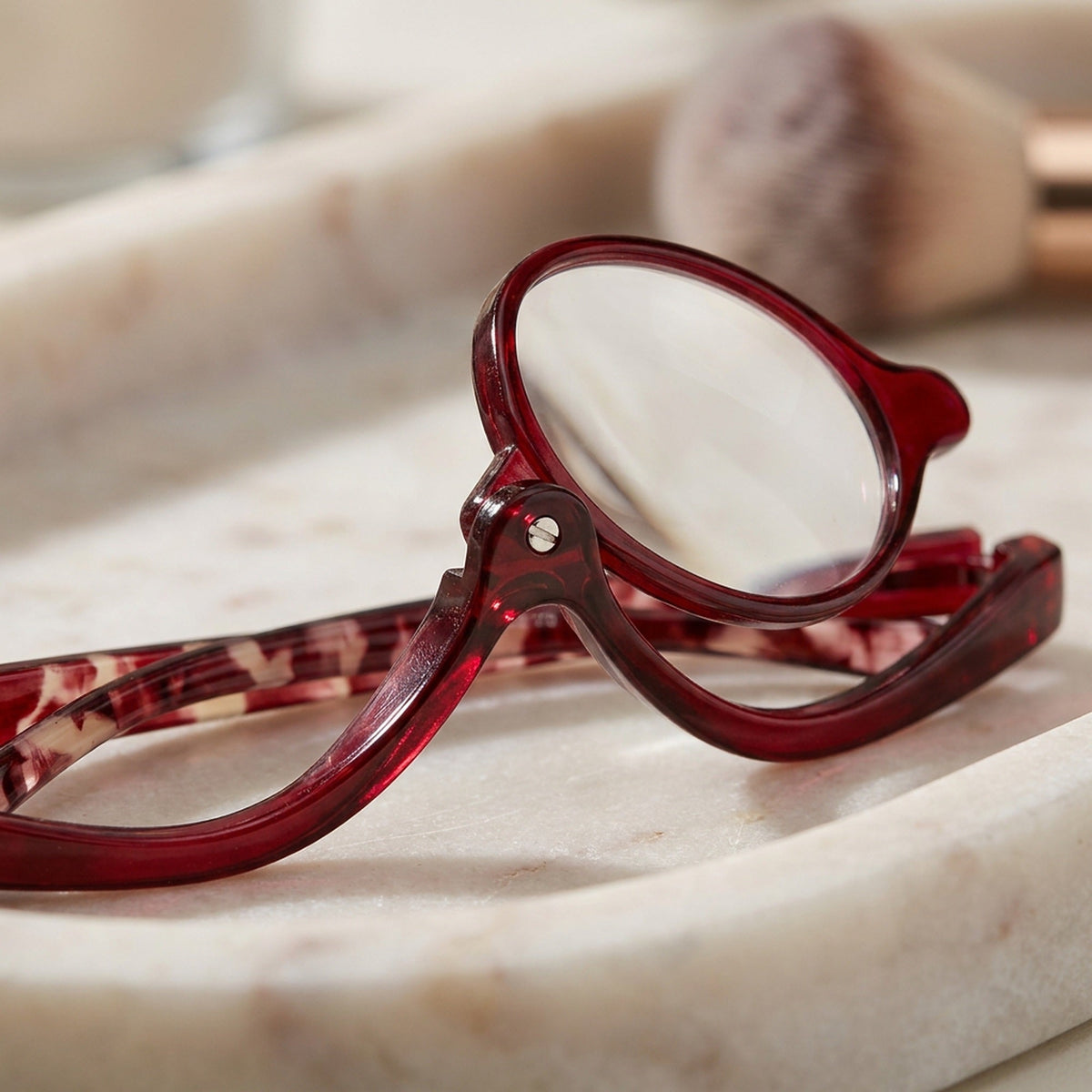 Rotating Makeup Reading Glasses - Magnifying Flip Down Cosmetic Readers for Women
