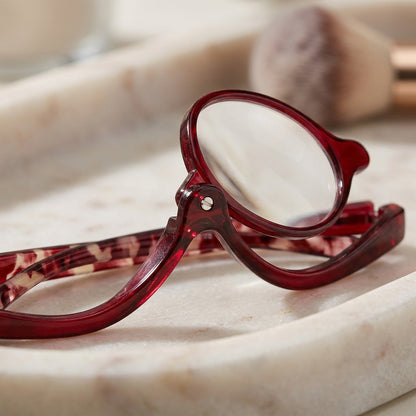Rotating Makeup Reading Glasses - Magnifying Flip Down Cosmetic Readers for Women