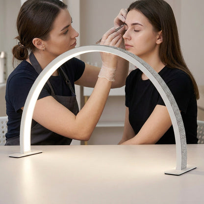 Half Moon Nail Desk Lamp – 28 in LED Arc Work Light for Nails, Lashes, Brows & Tattoo, 3000K–6000K Dimmable
