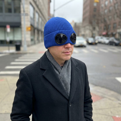 Warm Knitted Beanie With Goggle and Ear Protection – Insulated, Curled Edge, Perfect for Skiing and Winter Outdoor Adventures