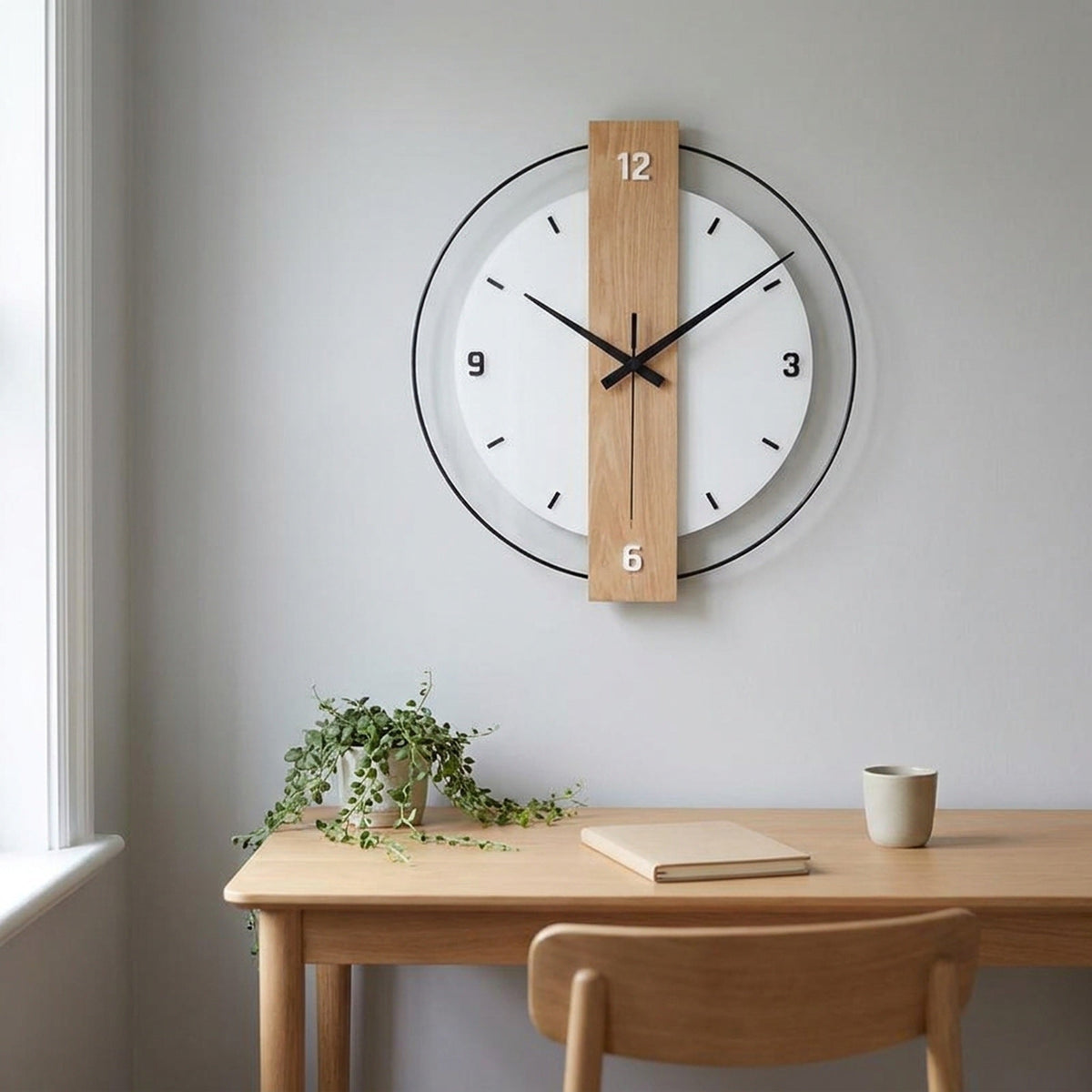 Nordic Minimalist Wall Clock – Modern Silent Living Room Clock for Home, Restaurant & Interior Aesthetic Decor