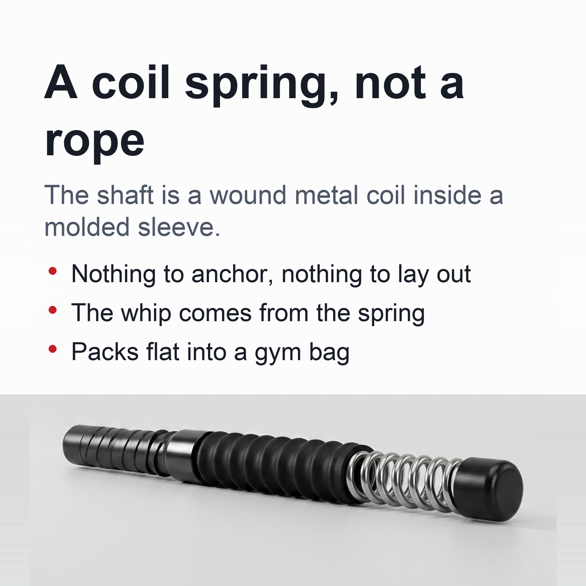 Cordless Battle Rope Bar — Coil-Spring Training Stick for Battle Rope Waves, No Rope and No Anchor, Single or Pair