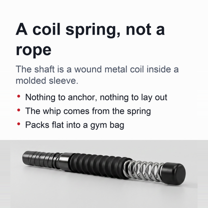 Cordless Battle Rope Bar — Coil-Spring Training Stick for Battle Rope Waves, No Rope and No Anchor, Single or Pair
