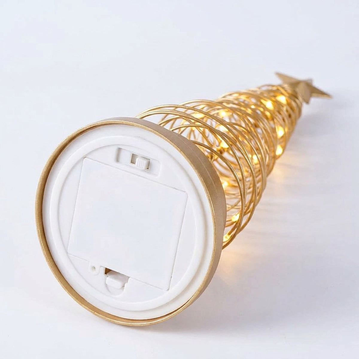 Spiral Christmas Tree Table Lamp – Gold Wire Tabletop Tree with Star Topper, Battery Operated LED