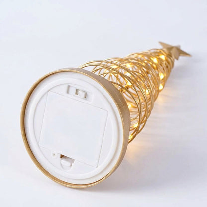 Spiral Christmas Tree Table Lamp – Gold Wire Tabletop Tree with Star Topper, Battery Operated LED