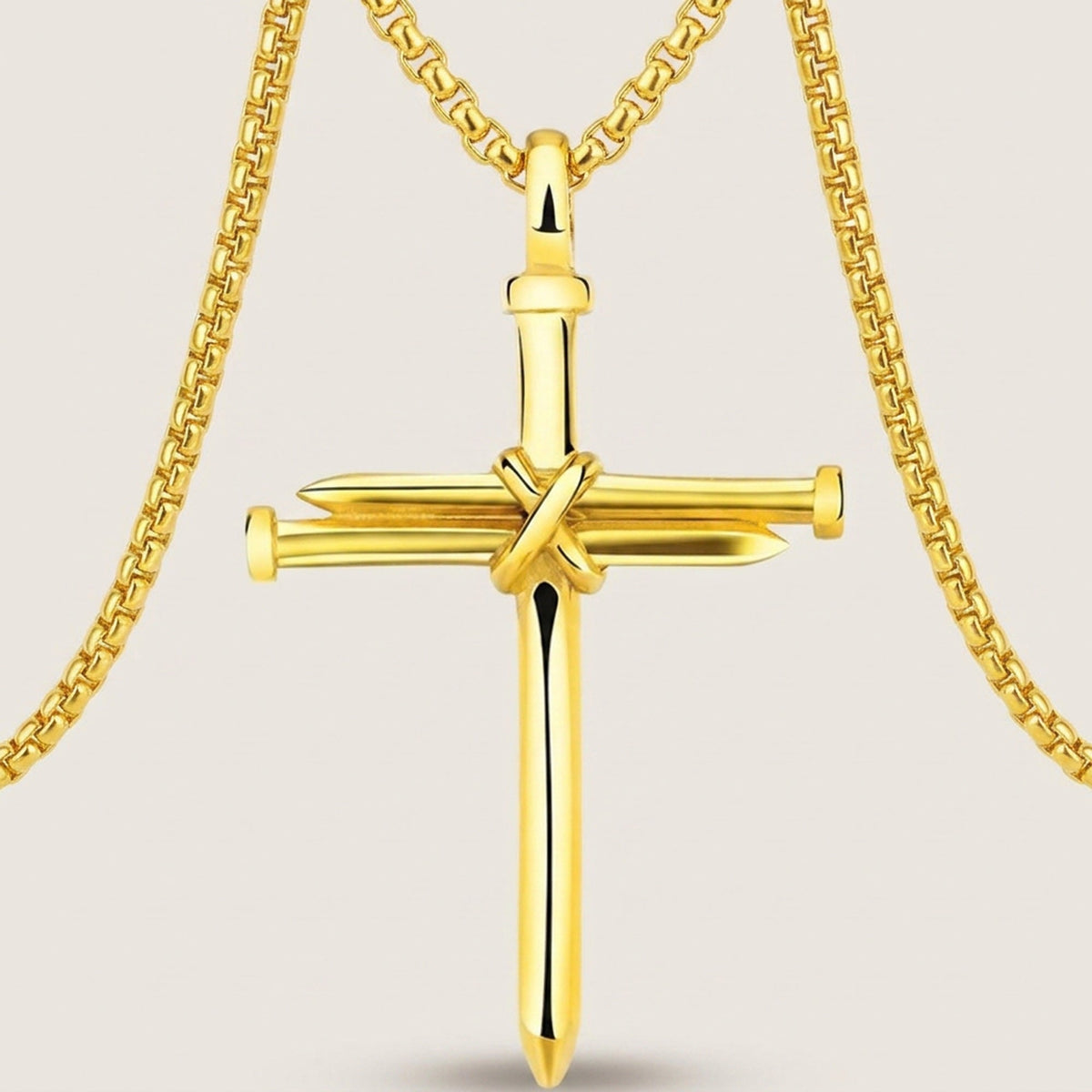 Vintage Stainless Steel Cross Nail Necklace – Christian Jesus Pendant for Men’s Punk Fashion