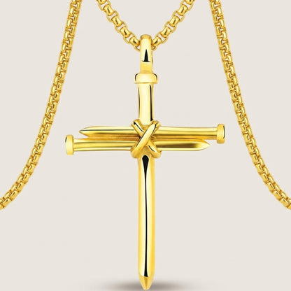 Vintage Stainless Steel Cross Nail Necklace – Christian Jesus Pendant for Men’s Punk Fashion