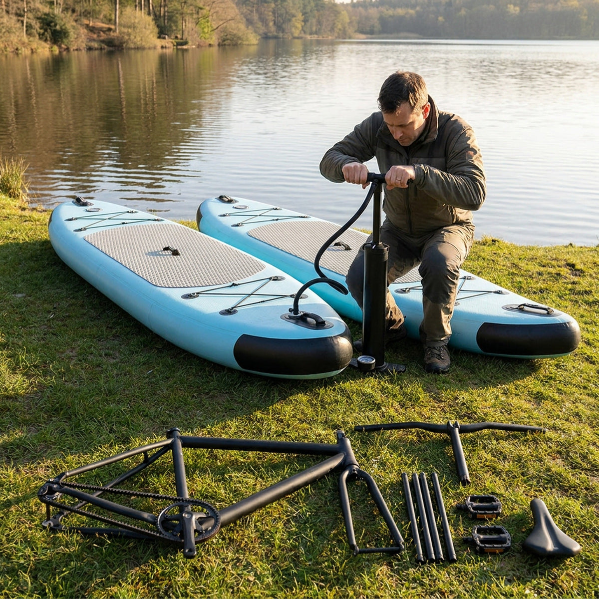 Spatium SUP Inflatable Water Bike 2.0 – Stable Pedal Kayak Pedal Boat for Lakes, Easy-Drive Inflatable Watercraft for Outdoor Adventure & Fitness