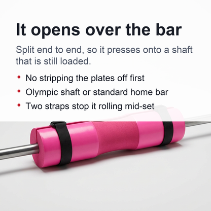 Barbell Pad for Squats and Hip Thrusts - Foam Neck and Shoulder Sleeve with Two Straps