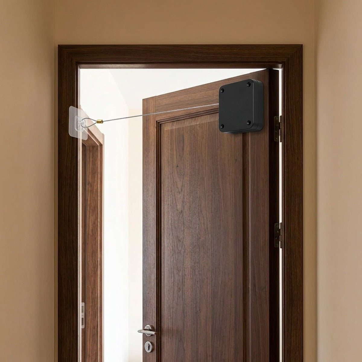 Automatic Door Closer – No-Drill Retractable Cable Closer for Sliding Screen Doors & Light Interior Doors