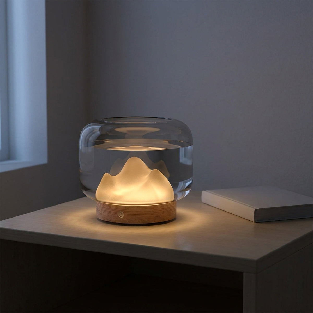 Snow Mountain Glass Bowl – Decorative Tabletop Centerpiece with a Frosted Glass Peak