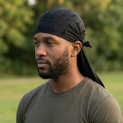 Vintage Hole Cotton Durag Headband – Long-Tail Pirate Style Bandana for Hip Hop Fashion, Cycling, and Trendy Urban Headwear