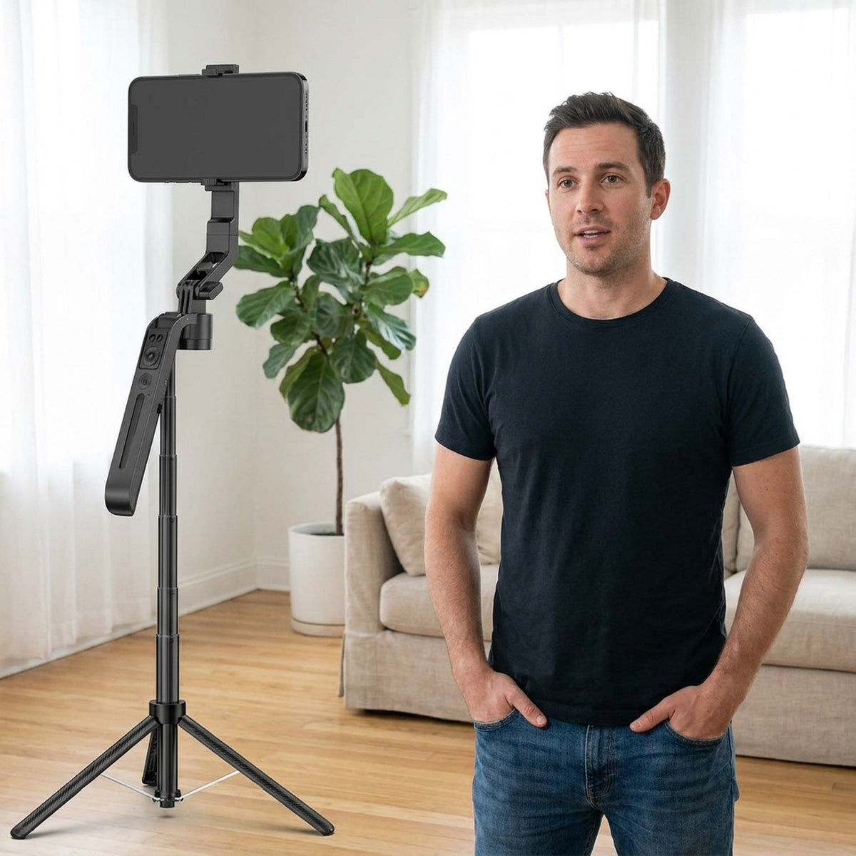 Auto Face-Tracking Phone Tripod & Selfie Stick – Motorized 360° Head, Extends to 70.9 in (180 cm), No App Needed
