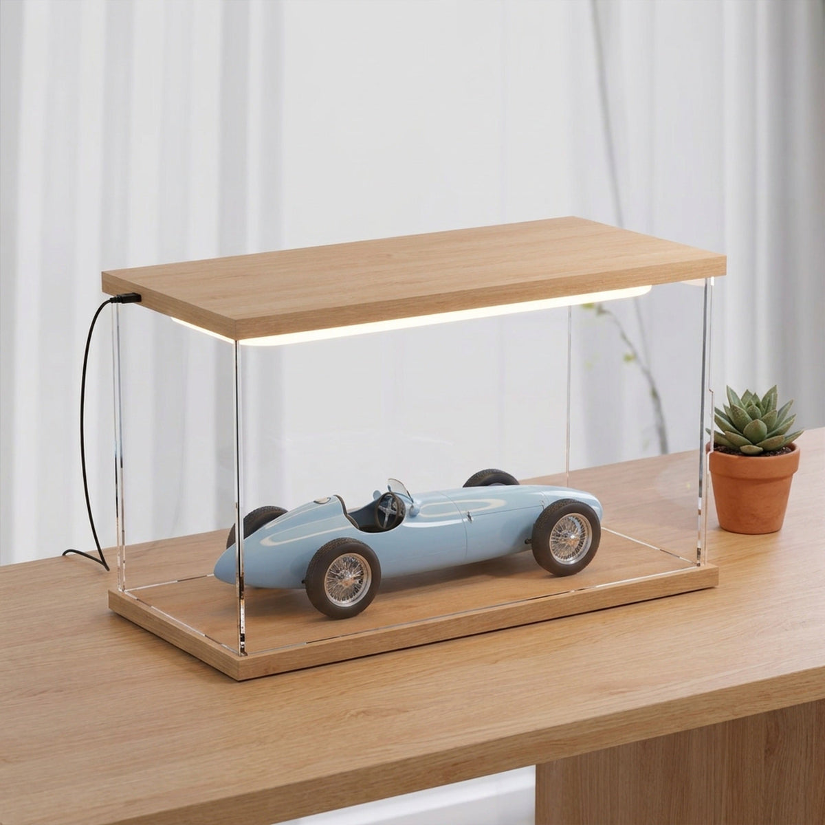 Acrylic Display Case with LED Lights – Dustproof Display Cabinet for Action Figures, Car Models & Collectibles