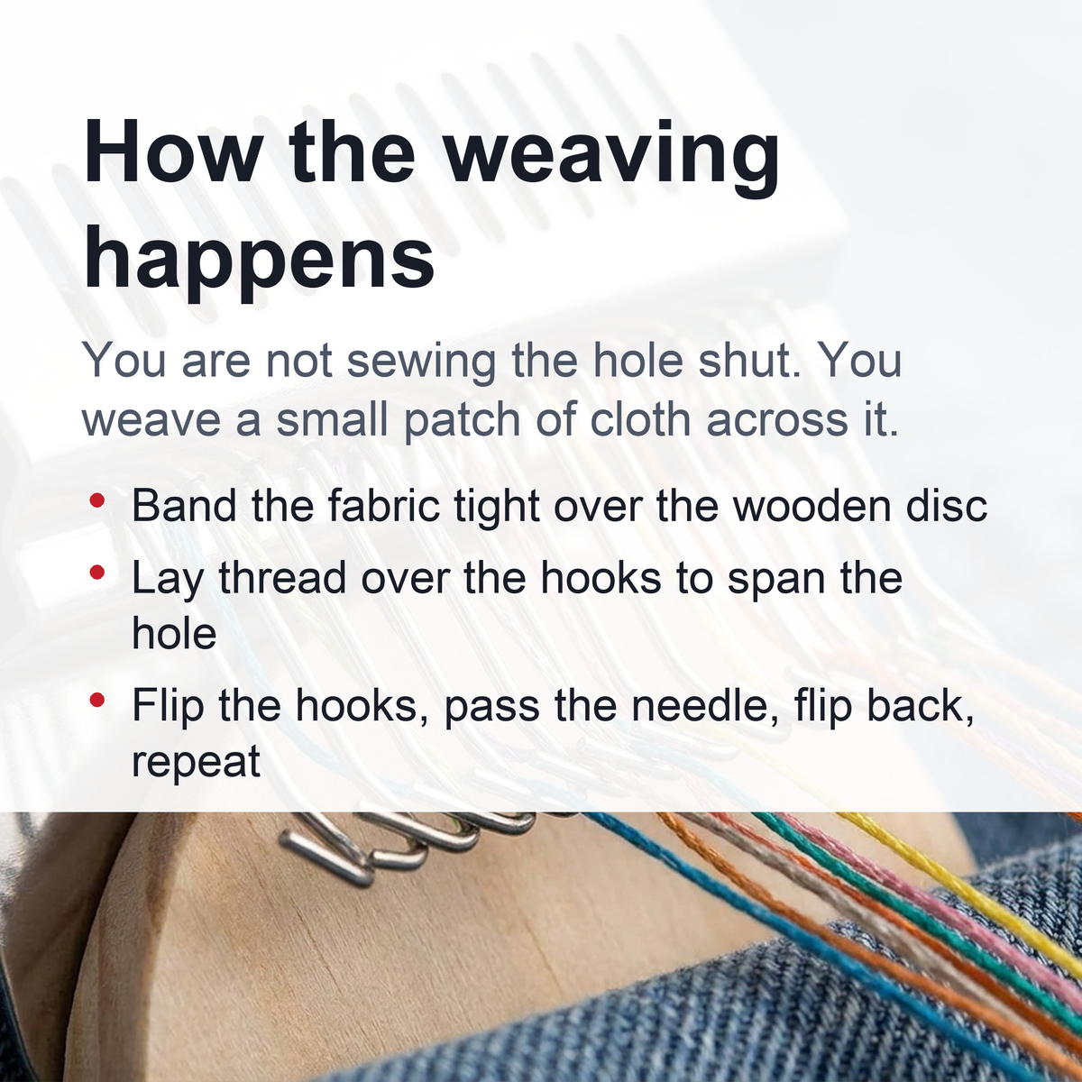 Darning Mini Loom Machine - Handy Small Loom Kit for Beginners, Quickly Repair Jeans, Repair Holes, DIY Beautiful Weaving